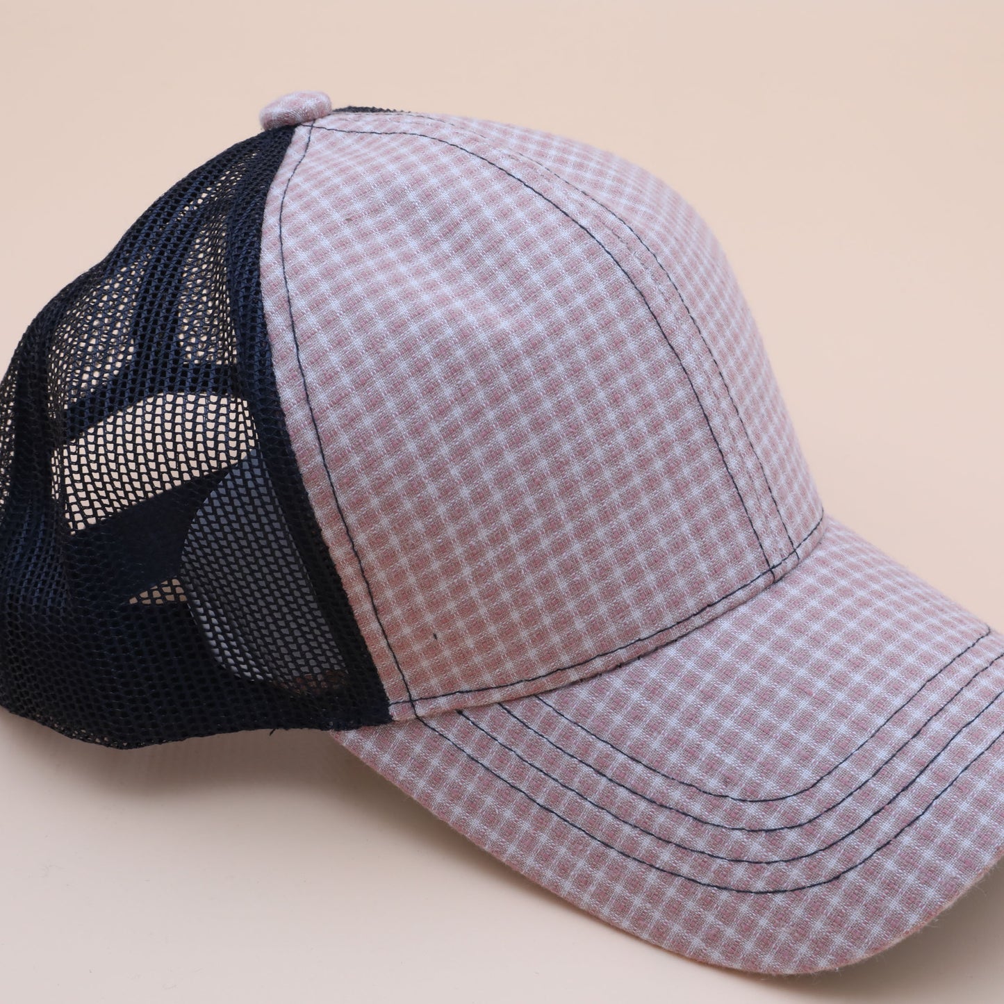 Tan/Black Curved Brim Trucker Hat