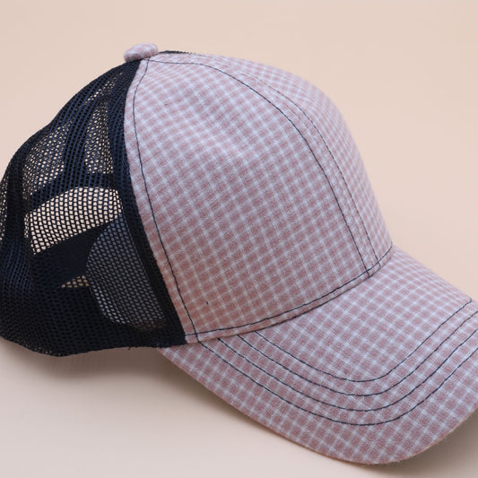 Tan/Black Curved Brim Trucker Hat