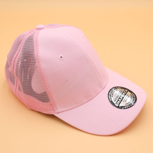 Pink Mesh Trucker Hat with Snapback Closure