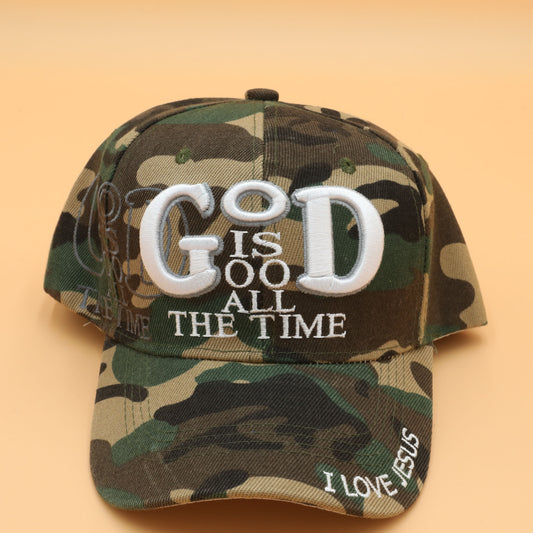 God is Good All The Time Embroidered Camo Ball Cap