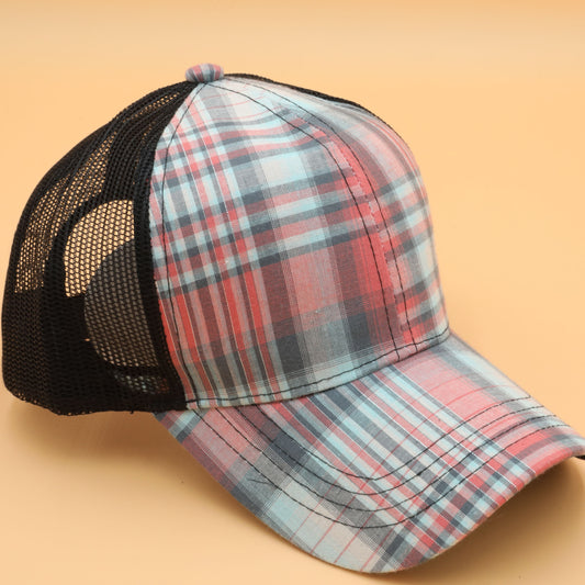 Red/Grey Plaid Mesh Trucker Hat (Copy)