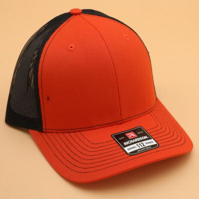 Orange/Black Richardson 112 Snapback Trucker Hat
